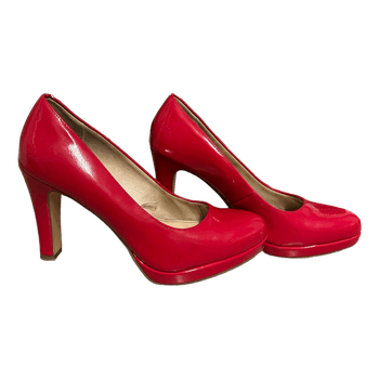 Red patent heels