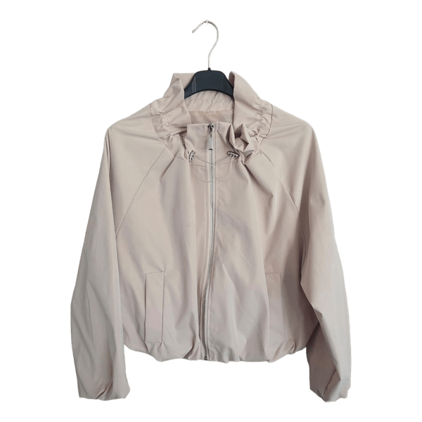 Beige zip-up cropped jacket
