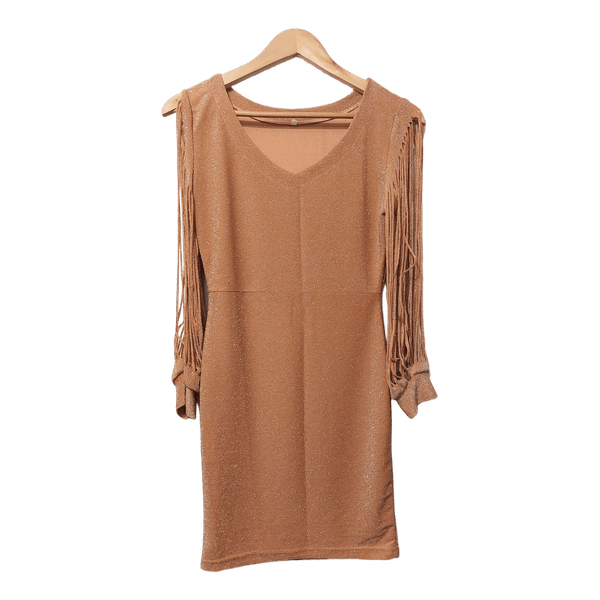 Apricot fringe party dress