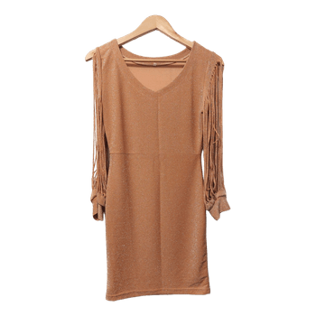 Apricot fringe party dress