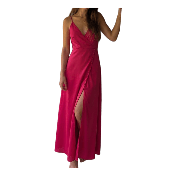 Fuchsia satin wrap dress