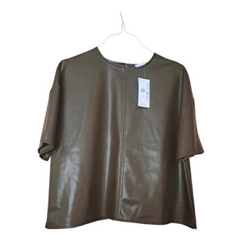 Brown faux leather top