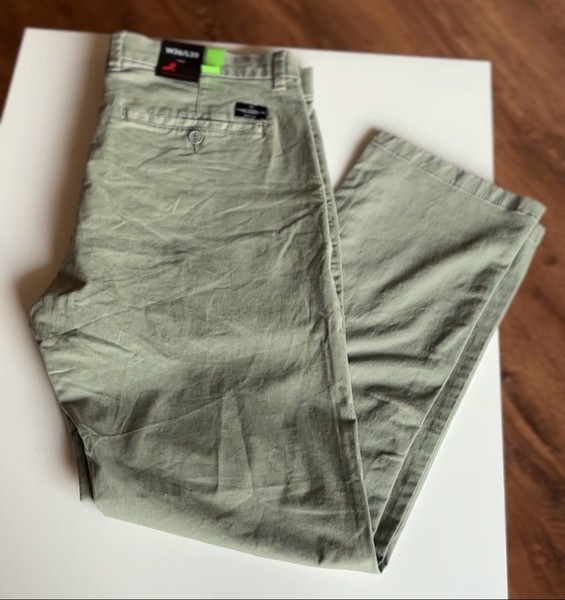 NWT Dressmann Men's Slim Fit Stretch cotton Chinos Olive Green W36 L30