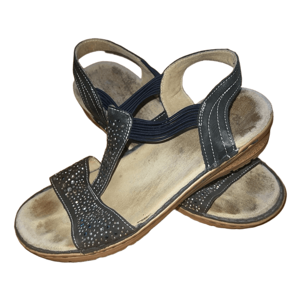 Sorte ara sandaler med sten