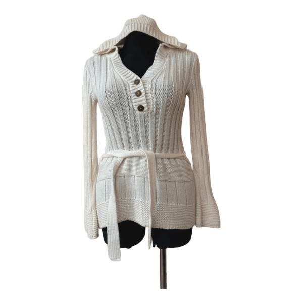 Vintage White knitted hooded sweater