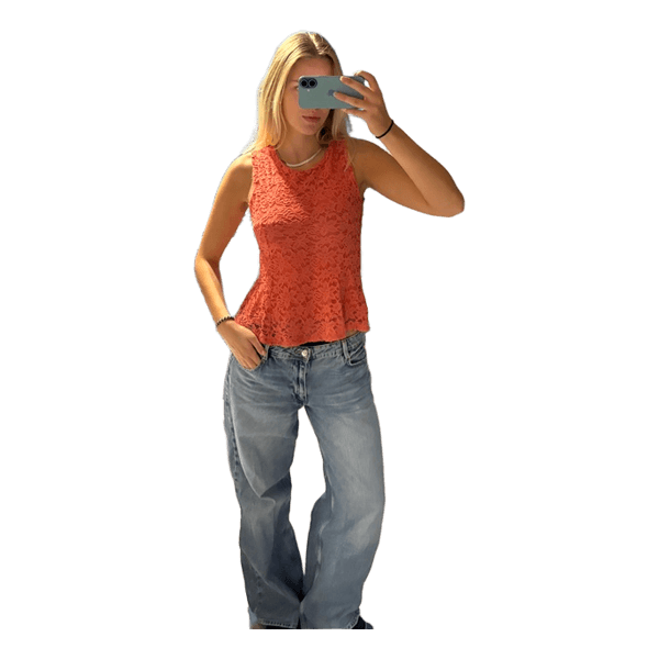 Koralfarvet blonde top