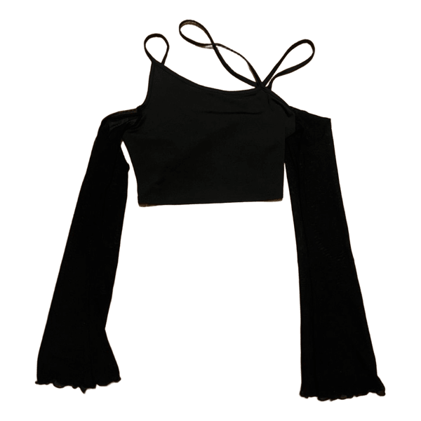 Black long sleeve crop top