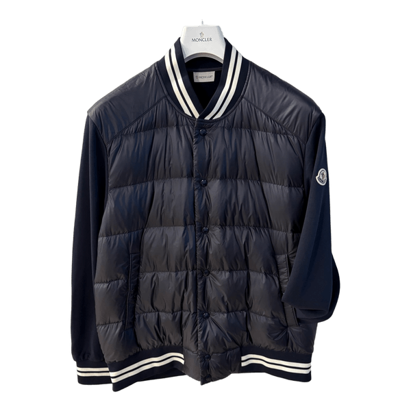 Moncler navy down padded bomber jacket