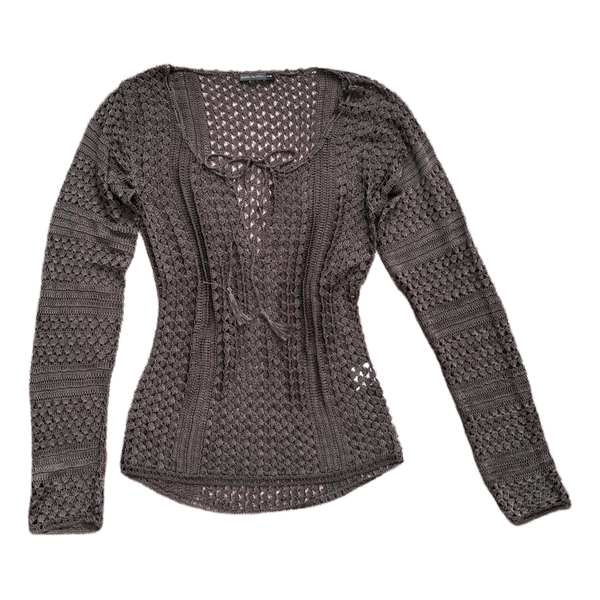 Brown knit long-sleeved top