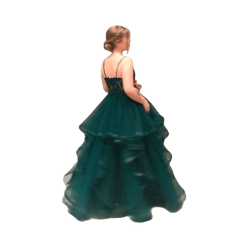Green tulle ball gown