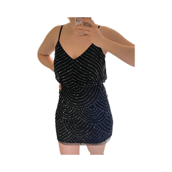 Musta/erittäin tummansininen koristeellinen mekko