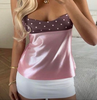 Polka dot satin top