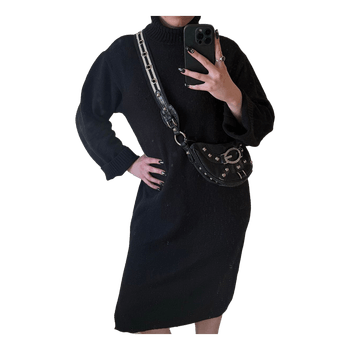 Black turtleneck knit dress