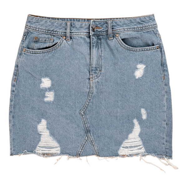 H&M Distressed Denim Skirt Light Blue - Size 36 (Fits 32/34)