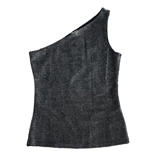 Black glittery one shoulder top