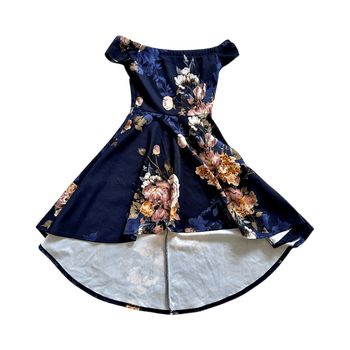 Navy floral off-shoulder dress