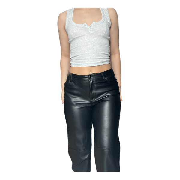 Black faux leather trousers