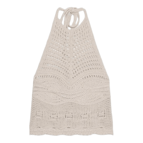 Beige hæklet halterneck top