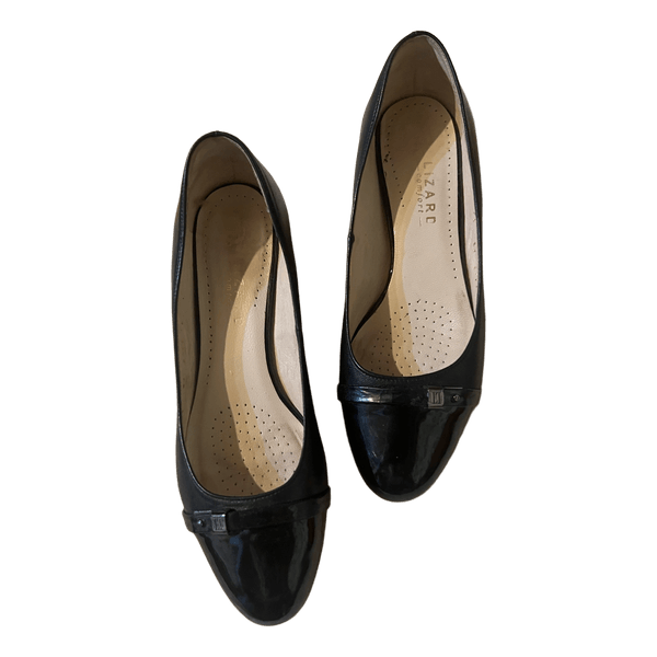 Black block heel pumps