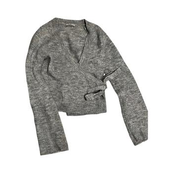 Gray wrap sweater
