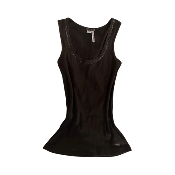 Black embellished tank top