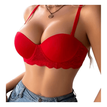 Red lace push-up bra