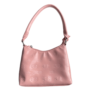 Pink embossed shoulder bag