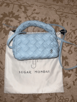Woven light blue bag