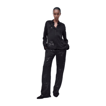 Black sequined embroidered shirt
