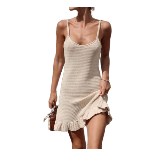 Beige strikket minikjole