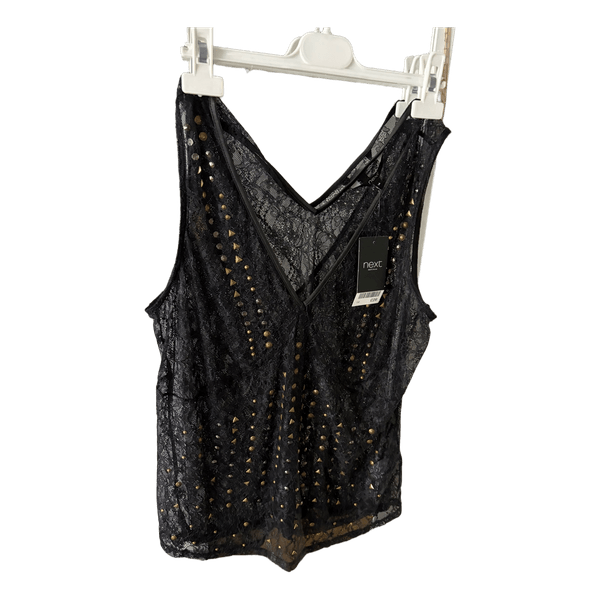 Black lace embellished top
