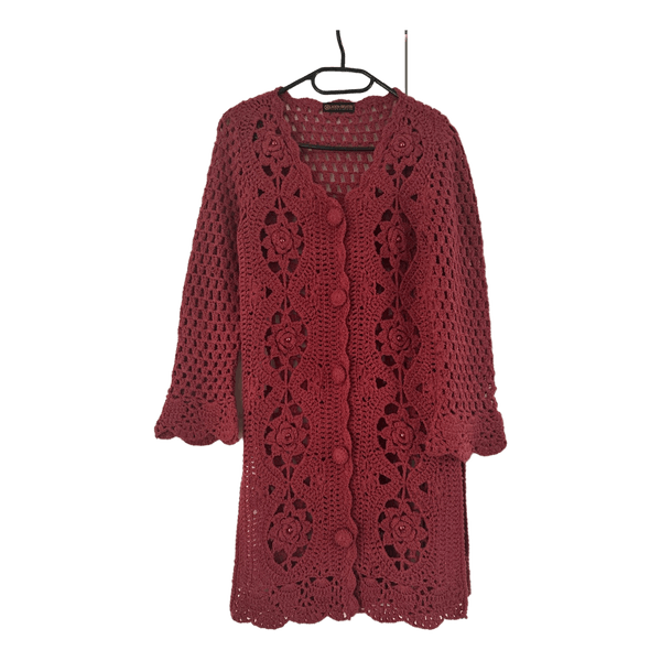 Rød hæklet cardigan