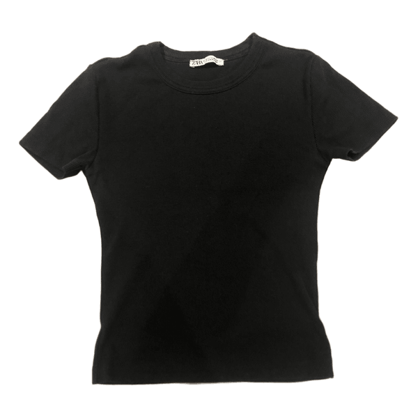 Sort ribstrikket t-shirt