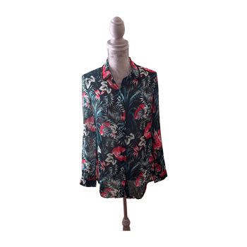 Floral print button-up blouse