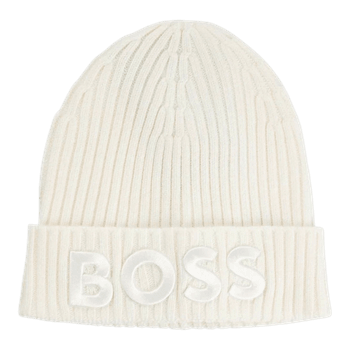 Boss cream beanie