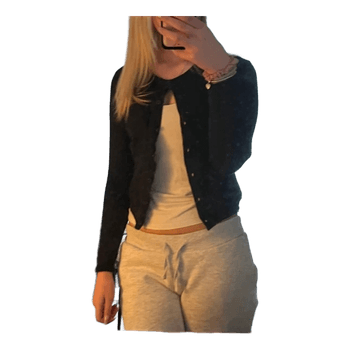 Tummansininen napillinen neuletakki