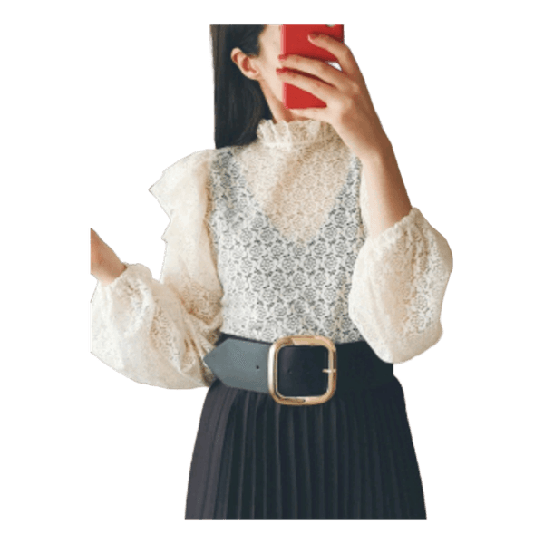Zara lace blouse with ruffles