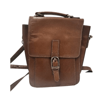 Brown leather crossbody messenger bag