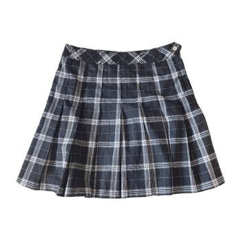 Black white plaid pleated skirt