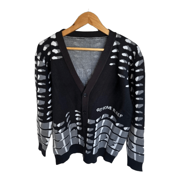 Sort mønstret strikket cardigan