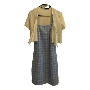 Blue plaid dress set