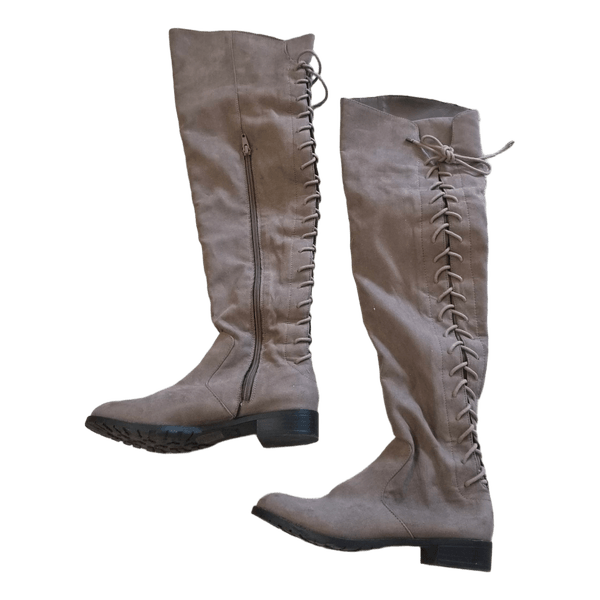 Beige over the knee boots