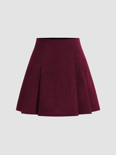 Corduroy Pleated Mini Skirt