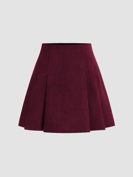 Corduroy Pleated Mini Skirt