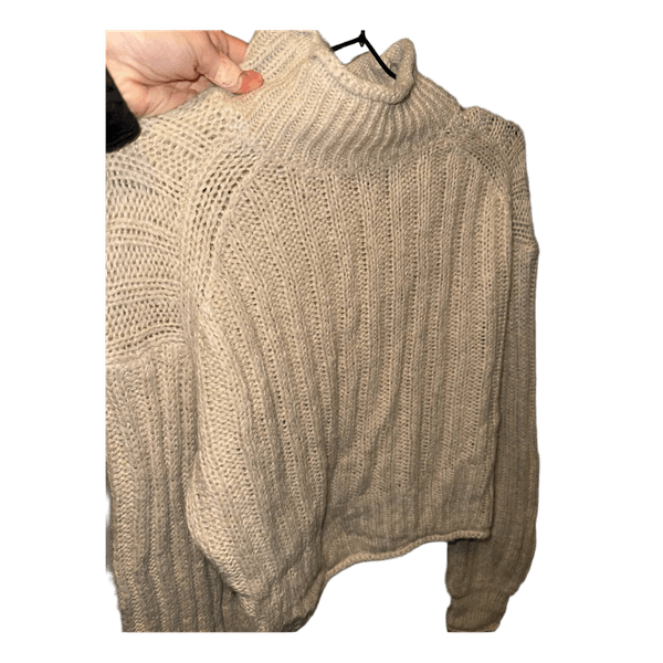 Beige ribbed knit sweater