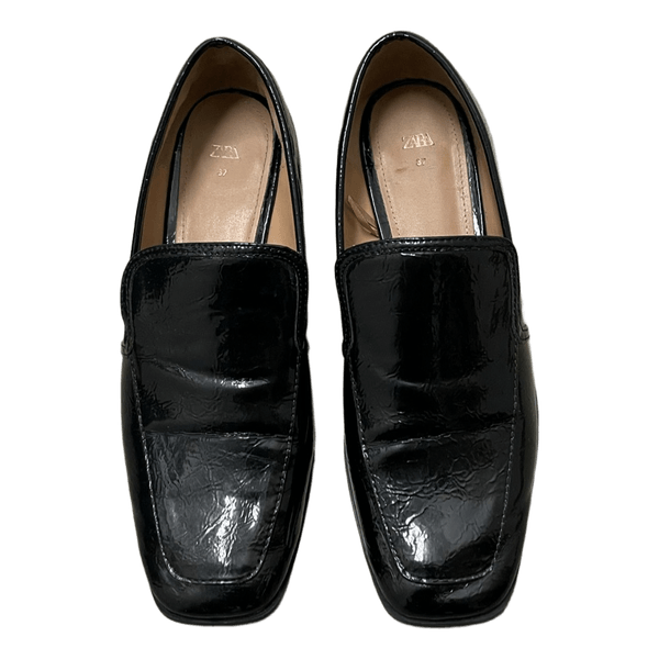 Zara black patent loafers