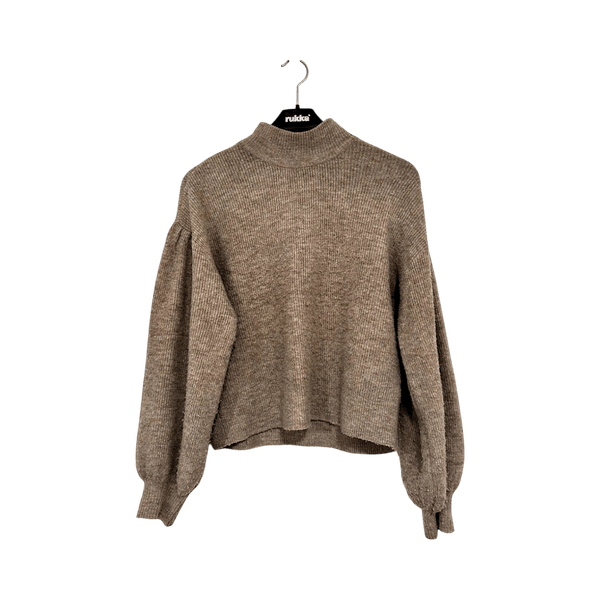 Brown knit turtleneck sweater