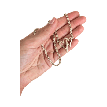 Double heart pendant necklace