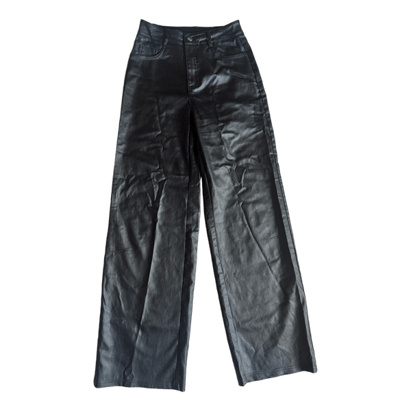 Black faux leather trousers