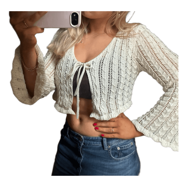 Hvid strikket cardigan